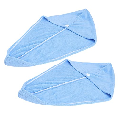 FOMIYES 2 unids toalla de secado de pelo turbante lindo arco secado rápido gorro de pelo paño grueso y suave ducha toalla para mujeres niños azul