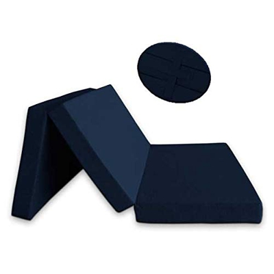 Ventadecolchones - Colchón Plegable con Cierre y Asa 80 cm x 190 cm x 10 cm con Espuma en Densidad 25kg/m3 (extrafirme) en Loneta Premium Azul