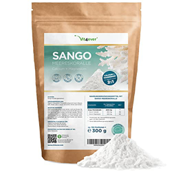 Sango Sea Coral - 300 g de polvo - Fuente natural de calcio (20%) y magnesio (10%) en la proporción propia del cuerpo de 2:1 - Sin aditivos en oferta