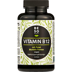 BeSoHappy® Vitamina B12 (180 Comprimidos para 6 meses) µg 1000 de Metilcobalamina con Folato (ácido fólico) – Probado en laboratorio y Aprobado en Ale en oferta