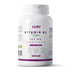 Vitamina B2 Riboflavina de HSN | 100mg | Alta Concentración | Máxima Absorción | 100% Segura | Suplemento Dietético para 4 Meses | No-GMO, Vegano, Sin en oferta