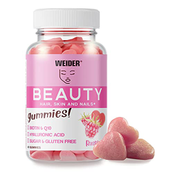 Weider Beauty Gummies. Gominolas para el cuidado de la piel, pelo y uñas. Sin Azúcares y Sin Gluten. 40 gummies. Sabor frambuesa. en oferta