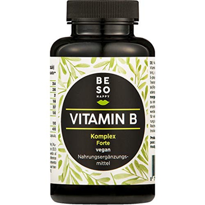 BeSoHappy® Complejo de Vitamina B Forte (180 Cápsulas para 6 Meses) – Aprobado en Alemania l con Vitamina B12, B1, B2, B3, B4, B5, B6, Biotina, Ácido 