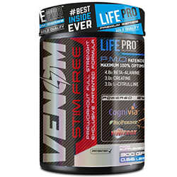 Life Pro New Venom Non Stimulant Pre-Workout 300g | Suplemento Preentrenamiento, Mejora Recuperación Muscular, Aumenta Concentración y Resistencia Fís características