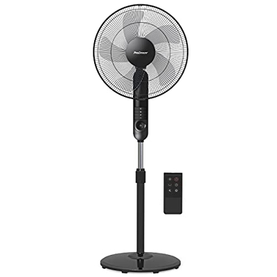 Pro Breeze Ventilador de Pie de 40 cm con Mando a Distancia, Pantalla LED y Temporizador. 3 Velocidades, 4 Modos de operación, 55 W y Oscilación de 80