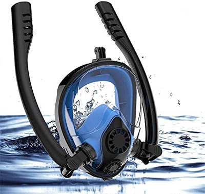 GTJF Máscara de Buceo Máscara de Buceo Face Full Scuba Snorkel Máscara de Buceo Doble Tubo Gafas de natación con Soporte de cámara para Snorkeling (Si