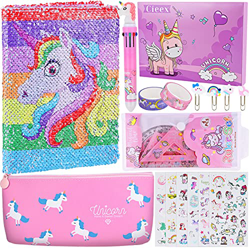 Cieex Regalos de Unicornio para Niñas Set de Papelería Unicornio Cuaderno, Estuche Escolar, Bolígrafo, Pegatinas, Cinta Washi, Marcador de Libro, Conj en oferta