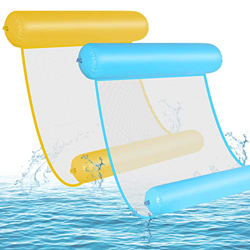 GOLDGE 2pcs Hamaca de Agua, 4 En 1 Tumbona Hinchable Colchoneta Hinchable Plegable Flotador Piscina, Hamaca Flotante Piscina en oferta