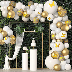 Globos De Cumpleaños Niña, HOUSTAR Kit de Guirnalda de Globos de Oro Blanco, Arco para Globos de Látex con Cinta de Globos para Decoracion Cumpleaños  precio