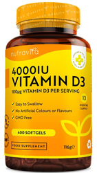 Vitamina D 4000 UI - Fuerza máxima - 400 cápsulas blandas fáciles de tragar - Suministro para más de un año - VIT D3 de alta resistencia - Fabricado e precio