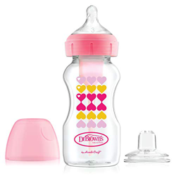 Dr. Brown's Natural Flow® Options+™ Kit de iniciación para botellas de Sippy de cuello ancho, 9.5 oz/270 ml - Corazones rosados precio