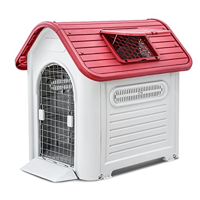 Caseta Perros Exterior, para Grande/Pequeña/Mediana Perros Gatos, Caseta Perros Exterior Resina Plastico, Casa Perro Exterior Interior, Impermeable co