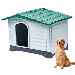 PPGE Home Caseta Perros Exterior Grande, Casa para Perros Grandes Exterior de Plástica, Caseta Perro Exterior Impermeable, Casa Perro Exterior, Caseta precio