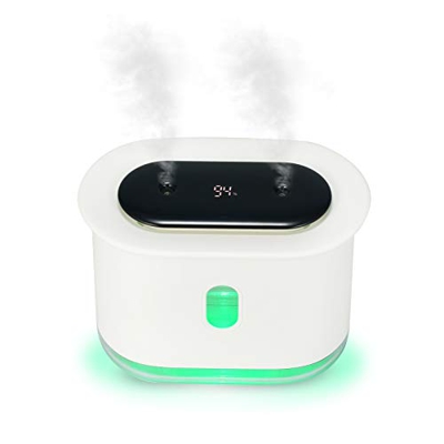 Decdeal 1000 ml Humidificador de Ventilación de Pulverización de Niebla Doble Difusor de Aire de Fabricante de Niebla Fría Luces Nocturnas LED,Batería