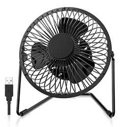 FUNME Ventilador Mesa Silencioso Mini Ventilador USB Ventilador de Escritorio Metal Pequeño Ventilador Potente 360 °Ajustable 5 Pulgadas Negro para Of características