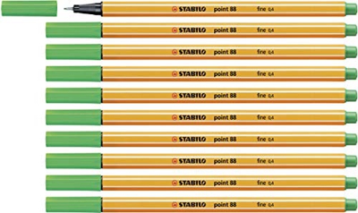 Rotulador punta fina STABILO point 88 - Caja con 10 unidades - Color verde