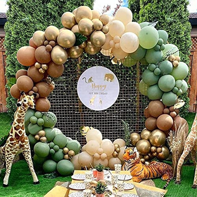 Kit de Arco de Guirnalda de Globos Verde Salvia, Selva Globos de Cumpleaños Arco de Globos Verde Dorado para Decoracion Baby Shower Niño, Bodas, Fiest