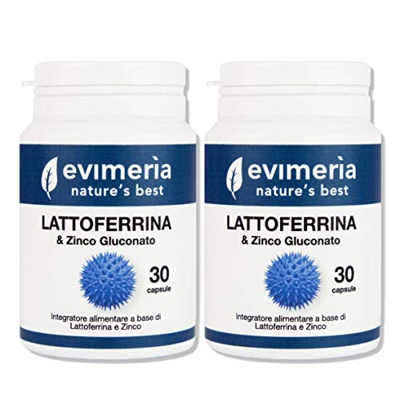 Lattoferrina pura 200 mg y zinc ayuda a reforzar el sistema inmunitario. Paquete doble, tratamiento durante dos meses.