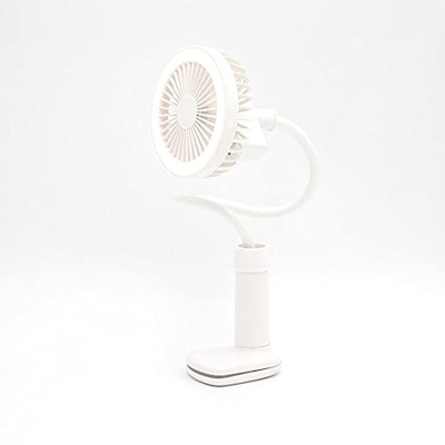 2 en 1 Mini Ventilador de Mesa Soporte de Tubo con Clip para LáMpara de Maquillaje Led Ventilador de Carga Usb para Oficina en Casa-Blanco