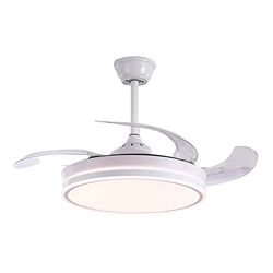 Ventilador de techo con luz LED 45-90W motor DC modelo NEVADA blanco, 3 tonalidades, aspas retractiles, 6 velocidades, control remoto, temporizador, s en oferta