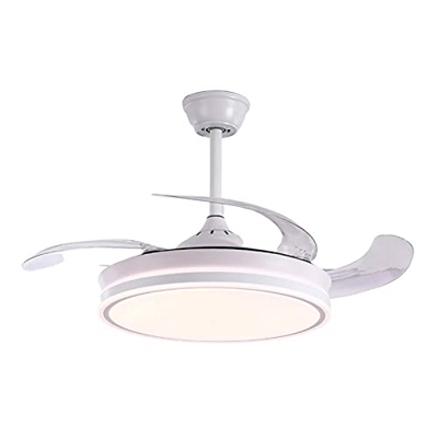 Ventilador de techo con luz LED 45-90W motor DC modelo NEVADA blanco, 3 tonalidades, aspas retractiles, 6 velocidades, control remoto, temporizador, s