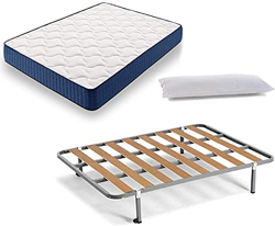 HOGAR24 ES Cama Completa - Colchón Viscoelástico Viscorelax + Somier Basic + 4 Patas de 26cm + Almohada de Fibra, 105x190 cm en oferta