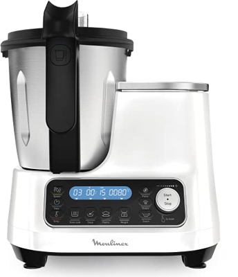 Moulinex ClickChef Robot de cocina multifunción 3.6 l Recetario en Castellano, 5 programas Auto, temperatura de 30 a 120 grados Celsius, 12 velocidade