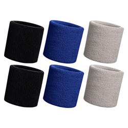 HANERDUN 6 Pzs Muñequera Deportiva Deportes Sweatband Suave Espesar Algodón Tenis Gimnasia Fútbol Baloncesto Correr Deportes Atléticos precio