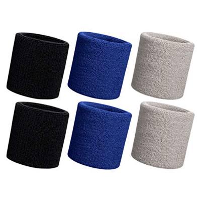 HANERDUN 6 Pzs Muñequera Deportiva Deportes Sweatband Suave Espesar Algodón Tenis Gimnasia Fútbol Baloncesto Correr Deportes Atléticos