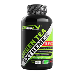 Green Tea Extreme - 180 cápsulas - 1370 mg de extracto de té verde por dosis diaria - 95% de polifenoles y 45% de EGCG y piperina - Alta dosis - Vegan en oferta