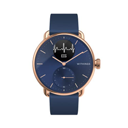 Withings ScanWatch - Reloj inteligente híbrido con ECG, tensiómetro y oxímetro, Oro Rosa/Azul, 38mm en oferta