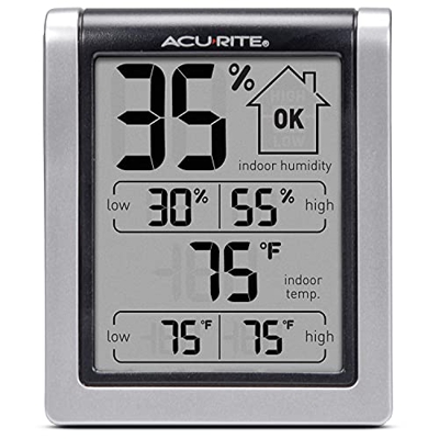 ACURITE 00613 00613-Higrómetro Digital y termómetro para Interiores (calibrado), Negro, 3" H x 2.5" W x 1.3" D