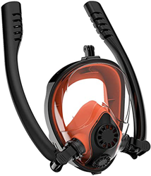 Máscara de Buceo Gafas de snorkel Cara completa Anti-empuezamiento de buceo Gafas de buceo con doble tubo Respiración libre de 180 ° Vista panorámica  características