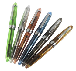 6 plumas Jinhao 992 pluma plástica conjunto, transparente, diversidad color (azul, verde, gris, marrón, naranja, blanco) características