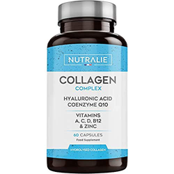 Colágeno + Ácido Hialurónico + Coenzima Q10 + Vitaminas A, C, D y B12 + Zinc | Para Articulaciones y Piel | Hidrolizado en 60 cápsulas | Nutralie precio