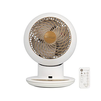 Iris Ohyama 531529 Ventilador de mesa potente y silencioso con control remoto, Temporizador, Oscilación multidireccional, 30m², 38W, Blanco mate/Aspec