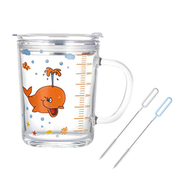 NO Heiqlay Taza de Leche Niños con Pajita, Tazas para Niños Medición, Vaso Leche con Tapa Niños, Jarro con Pajita, para café con leche, jugo, té helad características