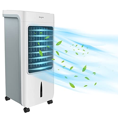 HENGMEI Aire Acondicionado Portátil 3 en 1 Móvil Climatizador Evaporativo Ventilador Humidificador Purificador Enfriador de Air, Temporizador, 3 Veloc