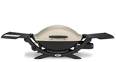 Weber 53060079 - Barbacoa de gas Q 2000, titanio, encendido por botón, mesas laterales plegables, barbacoa para balcón