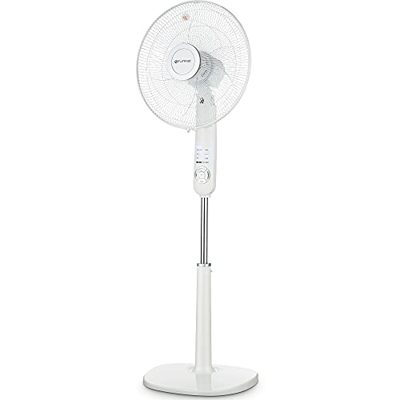 Grunkel - FAN-B16TECSILENCE - Ventilador de pie programable con Mando a Distancia y Temporizador hasta 7,5 Horas. 6 velocidades y 3 Modos - 60W - Blan