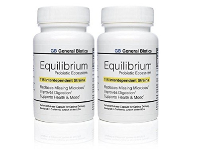 Equilibrium Daily 115-Strain Probiotic Prebiótico - El más alto conteo de deformaciones en el mundo - Suplemento efectivo y fácil de tragar- 2 Botella