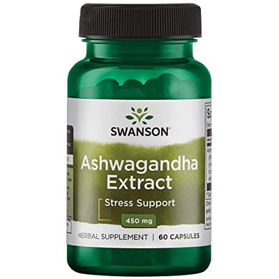 Extracto de Ashwagandha de Swanson | 450mg | 100% Raíz de Withania somnifera | Alivio del Estrés | 60 cápsulas