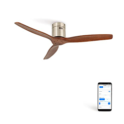 IKOHS AIRCALM DC - Ventilador Techo Ultrasilencioso con Función Invierno - Verano (Niquel madera oscura Wifi) en oferta