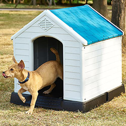 Caseta de Exterior para Perros, Caseta para Perro, Casa Perro, Casita para Perros, con Puerta Extraíble y Base Elevada y Respiraderos, Caseta Perro pa precio