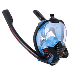 Máscara de Buceo Mascarilla de snorkel de cara completa Respiración segura 180 ° Máscara panorámica de buceo con sistema seco Tubos de doble tubos ant características