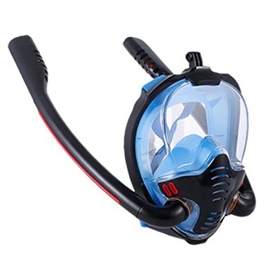 Máscara de Buceo Mascarilla de snorkel de cara completa Respiración segura 180 ° Máscara panorámica de buceo con sistema seco Tubos de doble tubos ant