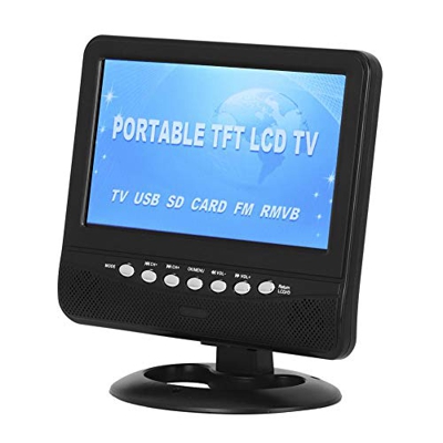 TV LCD para automóvil, 100-240V Monitor de Reproductor de TV móvil analógico LCD HD portátil de 7.5 Pulgadas, Enchufe de la UE