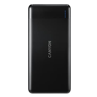 Canyon PB-107 Powerbank 10000mah Portatil Compacto Proteccion Smart IC - Batería Externa 3.0 QC Carga Rapida Output (USB-A/USB-C) compatible con Xiaom