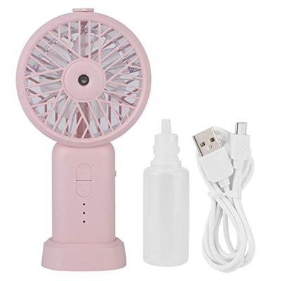 Ventilador eléctrico portátil 12 ml USB recargable Spray Fan para traer brisa fresca (rosa, tipo torre inclinada de Pisa)