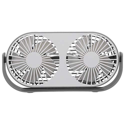 Aoutecen Mini Ventilador de Carga USB Ventilador eléctrico de Doble Cabezal ABS y Silicona para Uso en la Oficina de Estudio en el Dormitorio(Blanquec